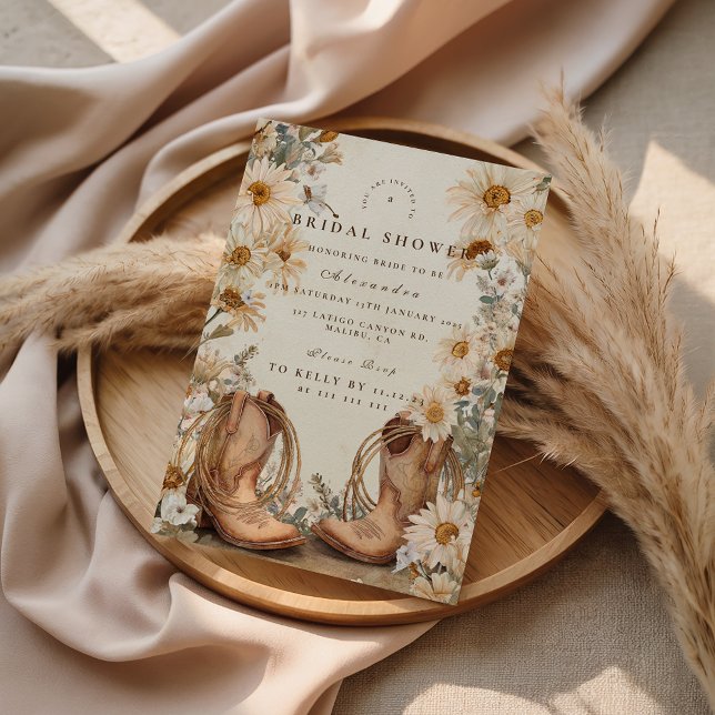 Wildflower Boots Country Bridal Shower Einladung (Von Creator hochgeladen)