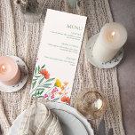 Wildflower Botanical Wedding Menu Card Menükarte<br><div class="desc">Present your wedding meal in elegant botanical style with this wildflower wedding menu card. Delicate garden florals and soft greenery create a fresh, romantic design that beautifully complements nature-inspired wedding décor. The layout features a clean, refined structure with subtle botanical accents and colorful wildflowers that add warmth without overwhelming the...</div>