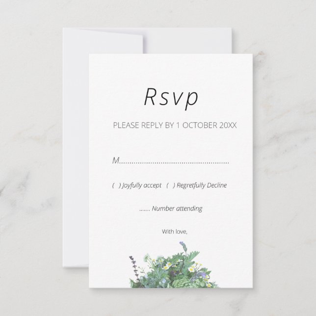 Wildflower Botanical Wedding RSVP Card (Vorderseite)