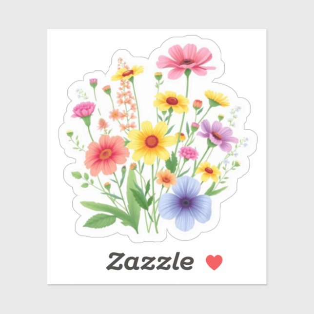Wildflower Bouquet Botanical Nature Lover Aufkleber (Blatt)