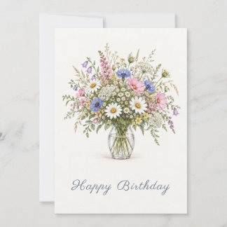 Wildflower Bouquet Happy Birthday Mitteilungskarte