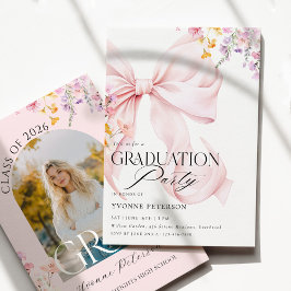 Wildflower & Bow Graduation Invitation Einladung
