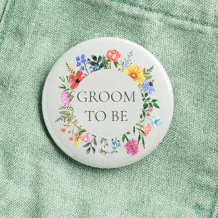 Wildflower Bräutigam Hochzeit  Button