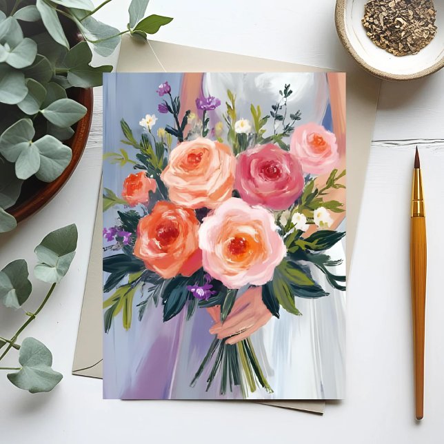 Wildflower Bridal Bouquet | Floral Wedding Bride Postkarte (Von Creator hochgeladen)