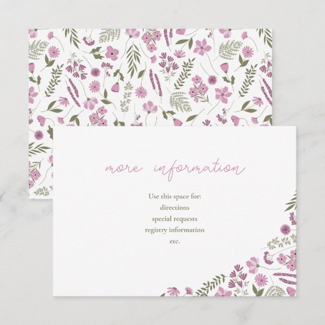 wildflower bridal shower insert - purple einladung (Vorne/Hinten)