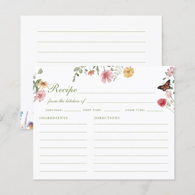Wildflower Bridal Shower Recipe Card (Vorne/Hinten)