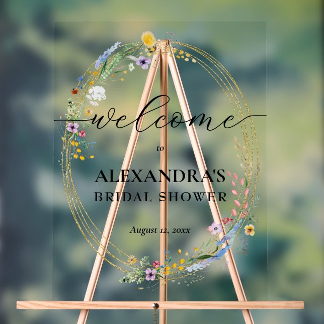 Wildflower Bridal Shower Welcome Acrylschild (Neutral)