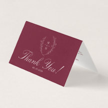 Wildflower Burgundy Wedding Folded Photo thank you