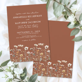 Wildflower Burnt Orange Floral Wedding Einladung