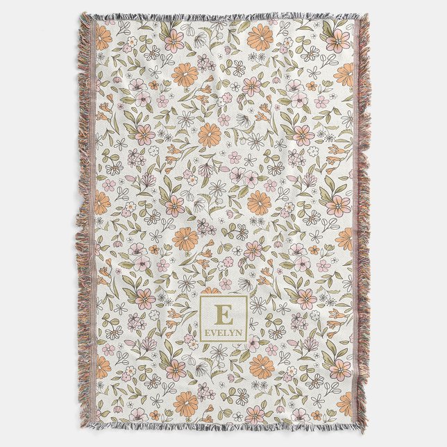 Wildflower Custom Name MonogramThrow Blanket Decke (Von Creator hochgeladen)