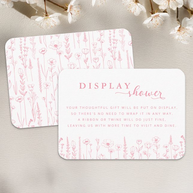 Wildflower Display Shower Baby Shower Card Begleitkarte (Pink Display Shower Card)