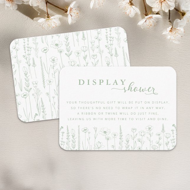 Wildflower Display Shower Baby Shower Card – Sage  Begleitkarte (Display Shower Card - Sage Green)