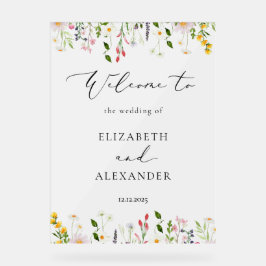  Wildflower Elegant Frosted Wedding Welcome  Acrylschild