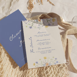 Wildflower Elegant Handwritten Wedding Details Begleitkarte