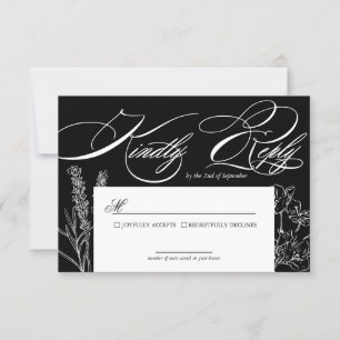 Wildflower Elegante Gotische Hochzeit RSVP Karte