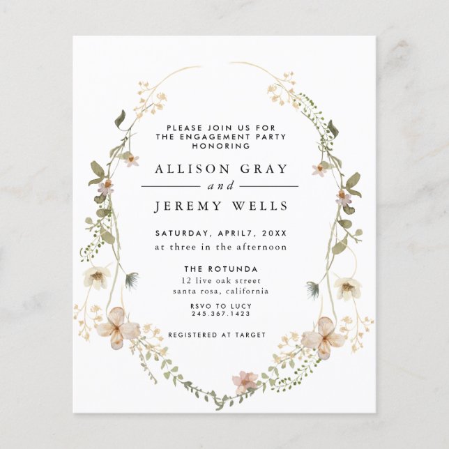 Wildflower Engagement Party Einladung Flyer (Vorne)