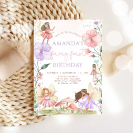 Wildflower Fairy First 1st Birthday Invitation Einladung