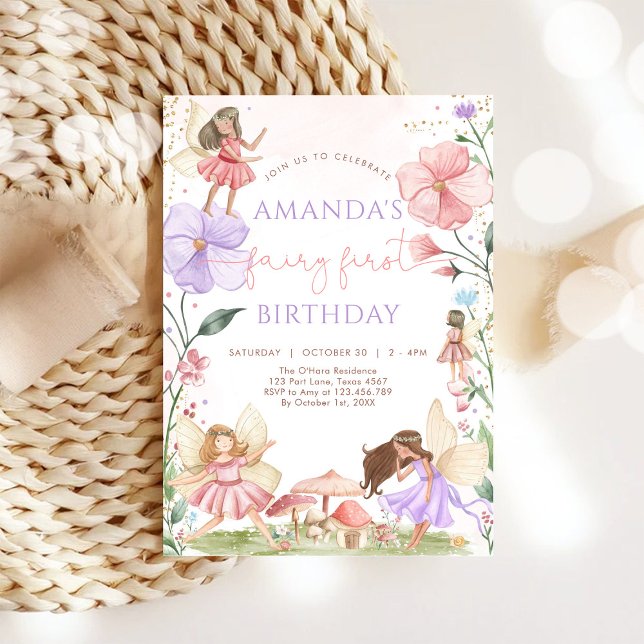 Wildflower Fairy First 1st Birthday Invitation Einladung (Von Creator hochgeladen)