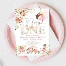 Wildflower Fairy One Girl 1st Birthday Invitation Einladung