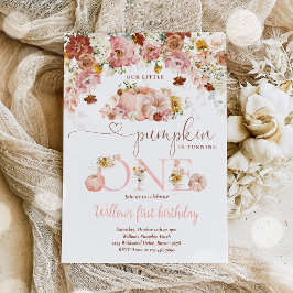 Wildflower Fall Floral Rustic Pumpkin 1st Birthday Einladung