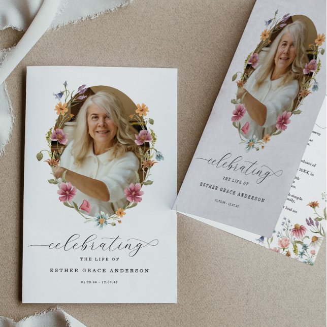 Wildflower-Feier-des-Lebens-Bestattungsprogramm Flyer (Von Creator hochgeladen)
