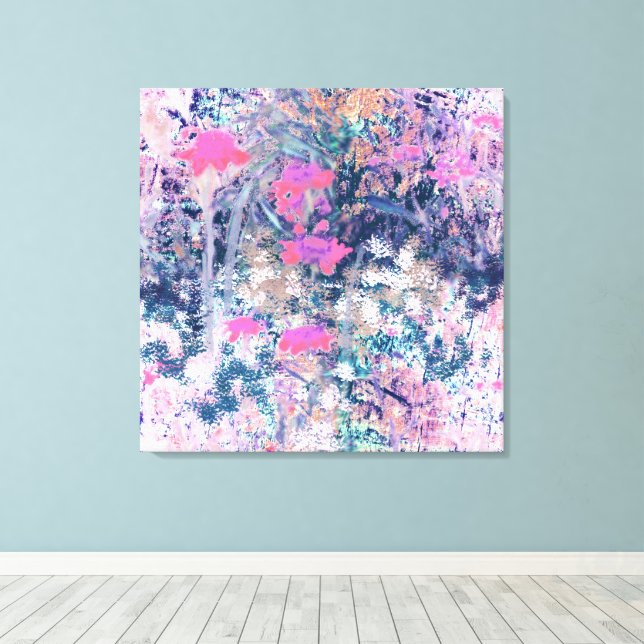 Wildflower Field Impressionism -Pink Leinwanddruck (Insitu (Holzboden))