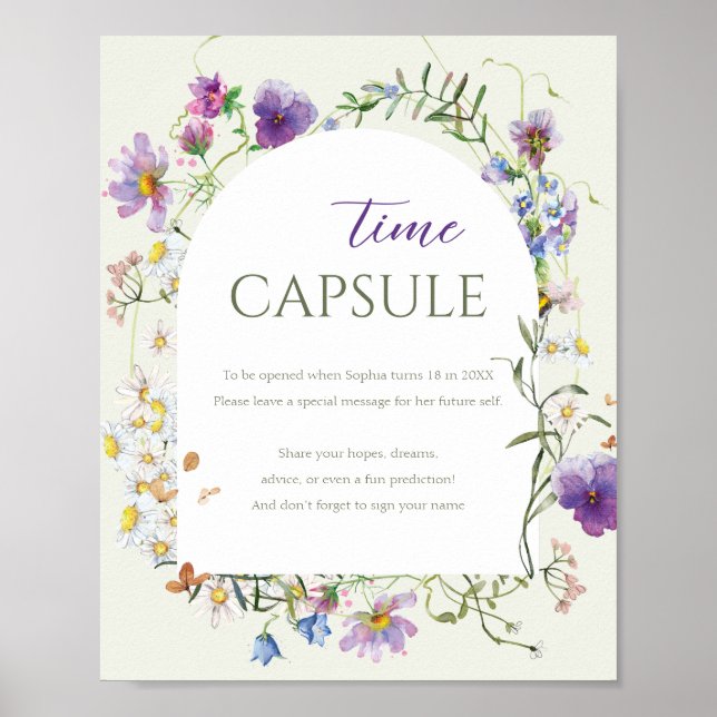 Wildflower First Birthday Time Capsule  Poster (Vorne)