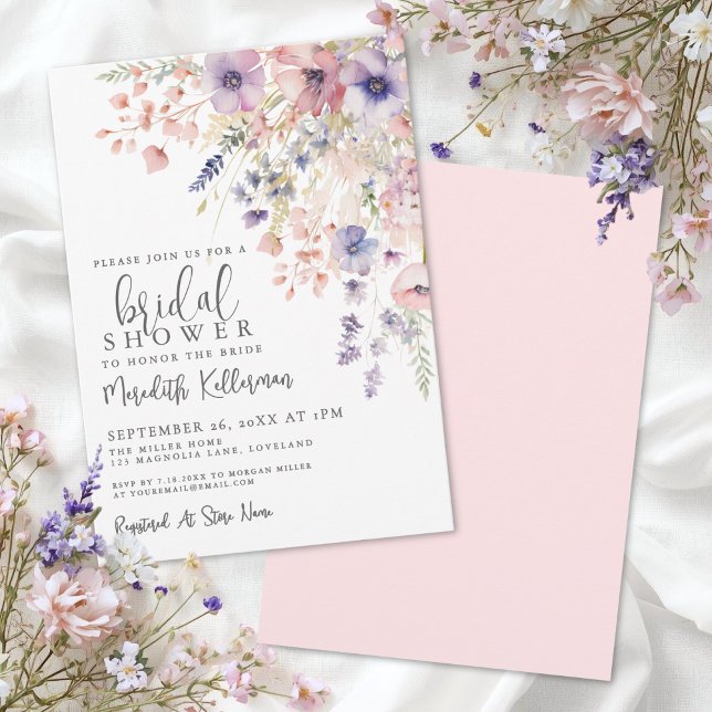 Wildflower Floral Bridal Shower Einladung (Wildflower Floral Bridal Shower Invitation)
