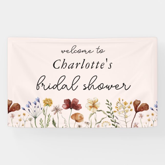 Wildflower Floral Bridal Shower Welcome  Banner (Horizontal)
