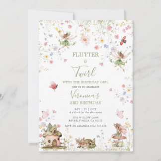  Wildflower Floral Garden Fairies Birthday Party Einladung