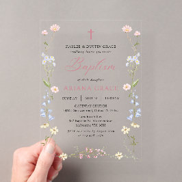 Wildflower Floral Girl Baptism Acryleinladungen