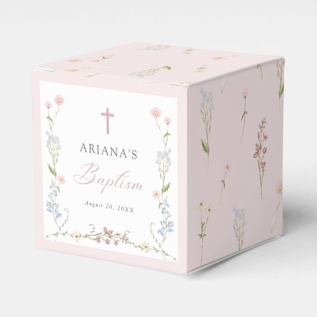 Wildflower Floral Girl Baptism Geschenkschachtel (Vorderseite)