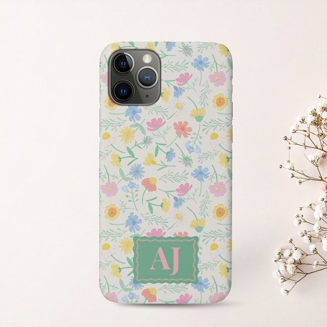 Wildflower-Floral-iPhone/iPad-Hülle mit Initialen Case-Mate iPhone Hülle (Floral Wildflower iPhone Case Personalized with Initials)