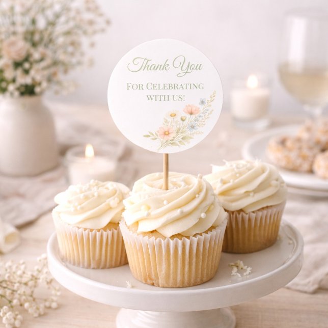 Wildflower Garden Cupcake Topper Runder Aufkleber (Von Creator hochgeladen)