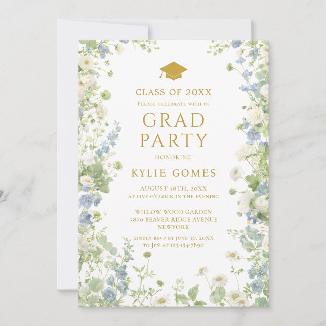 Wildflower Garden Graduation Party Invitation (Devant)