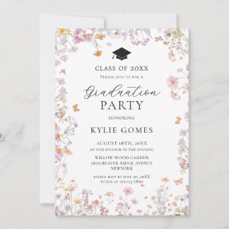 Wildflower Garden Graduation Party Invitation