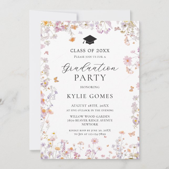 Wildflower Garden Graduation Party Invitation (Devant)