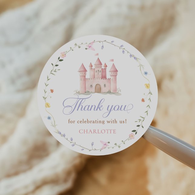 Wildflower Garden Princess Castle 1st Birthday  Runder Aufkleber (Von Creator hochgeladen)