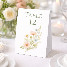 Wildflower Garden Table Number Tent Sign Tischaufsteller