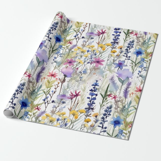 Wildflower Garden Watercolor in Soft Summer Hues Geschenkpapier (Ungerollt)