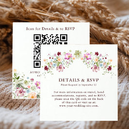 Wildflower Garden Wedding Details & RSVP QR Code  Begleitkarte