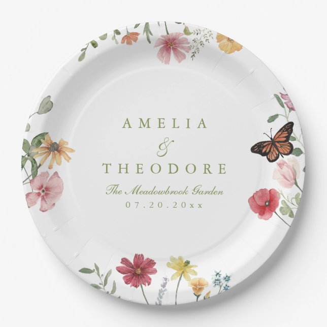 Wildflower Garden Wedding Pappteller (Vorderseite)
