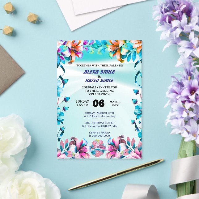 Wildflower Gatefold Wedding Invitation, Pretty Wed Acryleinladungen (In Situ (Hochzeit))