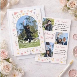 Wildflower graduation invitation einladung