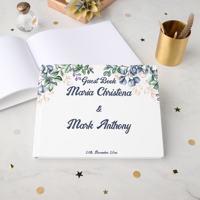 Wildflower Harmony Wedding Gästebuch (Vorderseite Offen)