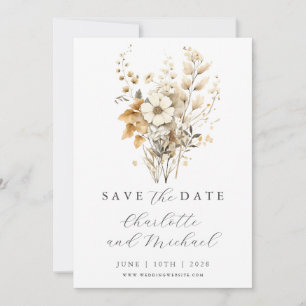 Wildflower-Hochzeit Elfenbeinfarbenes Flach-Save Save The Date
