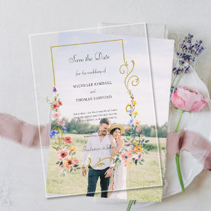 Wildflower-Hochzeit - Termin vormerken Acryleinladungen
