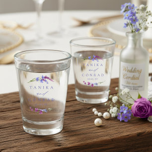 Wildflower-Hochzeit Wasserfarben Namen Peri ID954 Schnapsglas