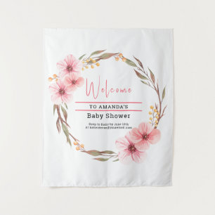 Wildflower ist auf dem Weg Rosa Babyparty Wandteppich