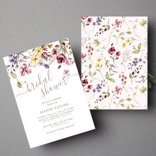 Wildflower-Kalligrafie-Mauve-Brautparty  Einladung